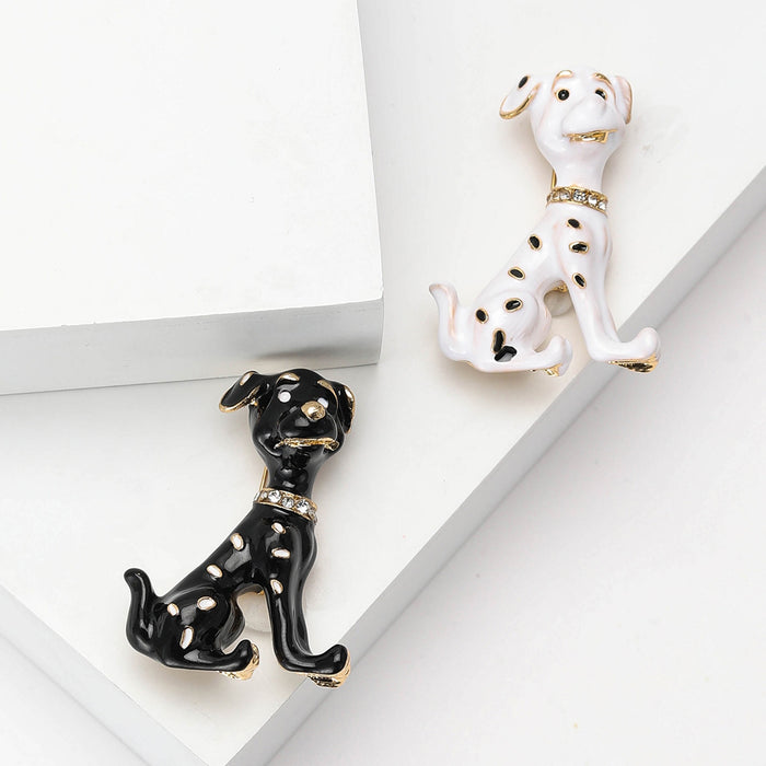 Metal Alloy Enamel Spotted Dog Brooch For Cute Garment Decoration
