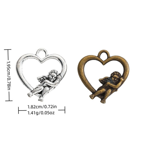 Zinc Alloy Heart Angel Charm Pendant for DIY Necklace Bracelet Jewelry Making