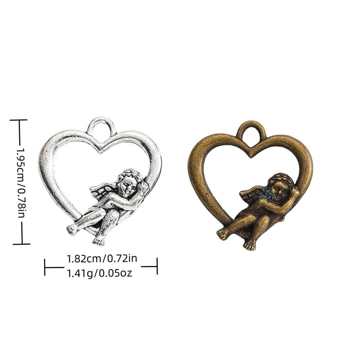 Zinc Alloy Heart Angel Charm Pendant for DIY Necklace Bracelet Jewelry Making