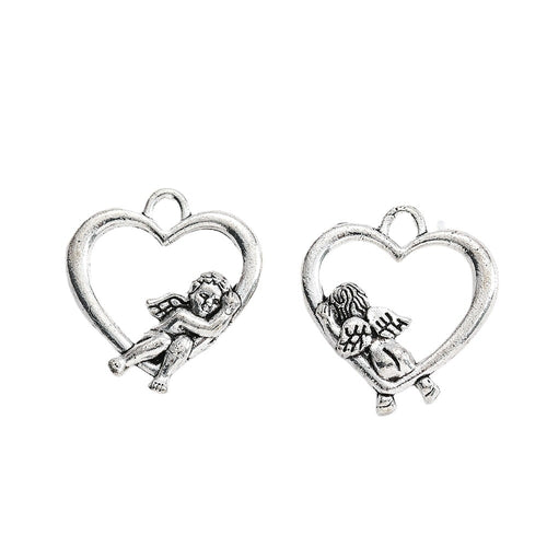 Zinc Alloy Heart Angel Charm Pendant for DIY Necklace Bracelet Jewelry Making
