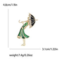 Cartoon Alloy Enamel Rhinestone Umbrella Girl Brooch Pin view 5