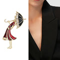 Cartoon Alloy Enamel Rhinestone Umbrella Girl Brooch Pin view 2