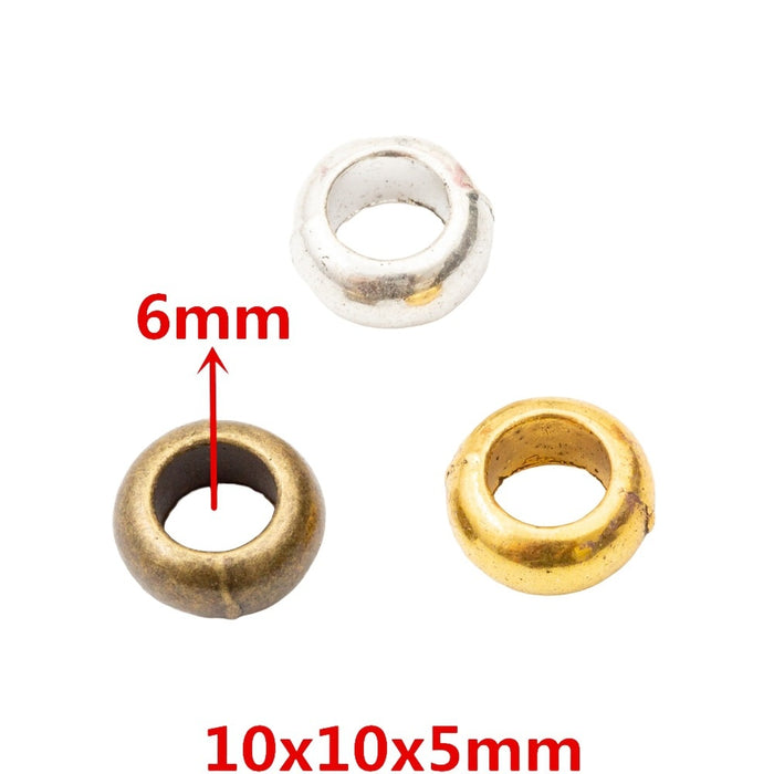 DIY Vintage Zinc Alloy 10mm Smooth Large Hole Beads For European Bracelet Necklace Jewelry