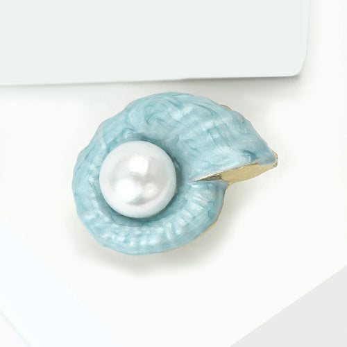 Alloy Pearl Enamel Conch Brooch For Fashion Clothing Decoration