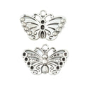 Antique Silver Zinc Alloy Butterfly Charm Pendant No.802552 for DIY Necklace Bracelet Jewelry Making view 2