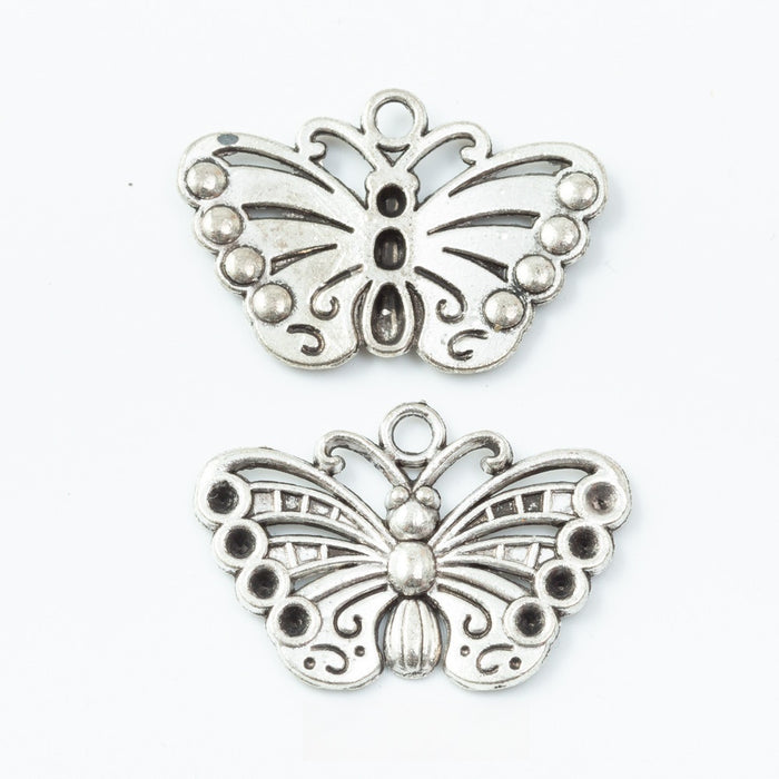 Antique Silver Zinc Alloy Butterfly Charm Pendant No.802552 for DIY Necklace Bracelet Jewelry Making