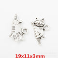 Antique Silver Zinc Alloy Cat Charm Pendant No.576960 for DIY Necklace Bracelet Jewelry Making view 1
