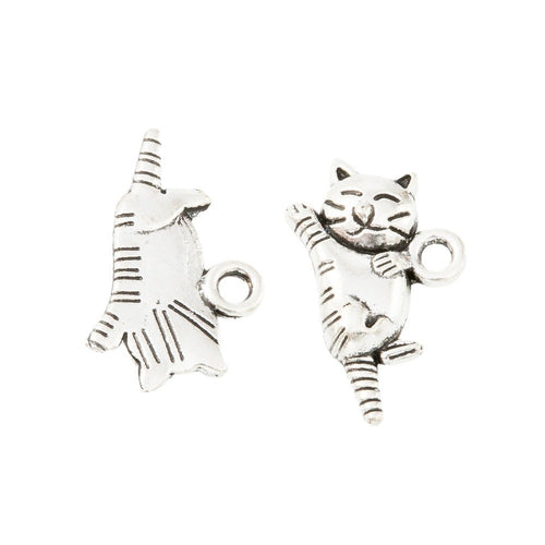 Antique Silver Zinc Alloy Cat Charm Pendant No.576960 for DIY Necklace Bracelet Jewelry Making