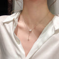 Roman Numeral Stainless Steel Necklace For Women Minimalist Geometric Ring Pendant Choker view 3