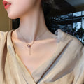 Roman Numeral Stainless Steel Necklace For Women Minimalist Geometric Ring Pendant Choker view 2