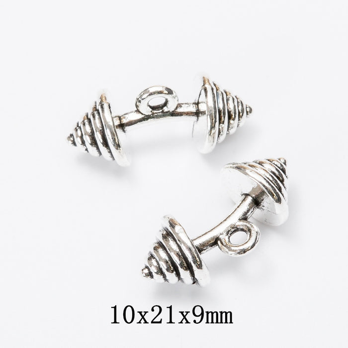 Antique Silver Zinc Alloy Barbell Charm Pendant No.572759 for DIY Necklace Bracelet Jewelry Making
