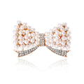 Alloy Pearl Rhinestone Bow Brooch For Women Apparel Decoration view 1