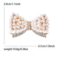 Alloy Pearl Rhinestone Bow Brooch For Women Apparel Decoration view 4
