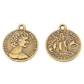 Zinc Alloy Lady Head Coin Charm Pendant for DIY Necklace Bracelet Jewelry Making view 3