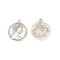 Zinc Alloy Lady Head Coin Charm Pendant for DIY Necklace Bracelet Jewelry Making view 2