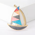 Alloy Enamel Sailboat Brooch Pin For Fashion Garment Decoration view 2