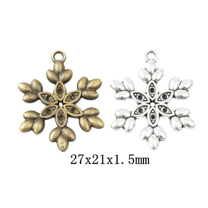 Zinc Alloy Snowflake Charm Pendant No.619312 for DIY Necklace Bracelet Jewelry Making