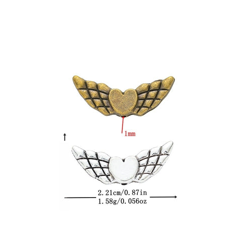 DIY Vintage Zinc Alloy Heart Love Wings Perforated Spacer Beads For Bracelet Necklace