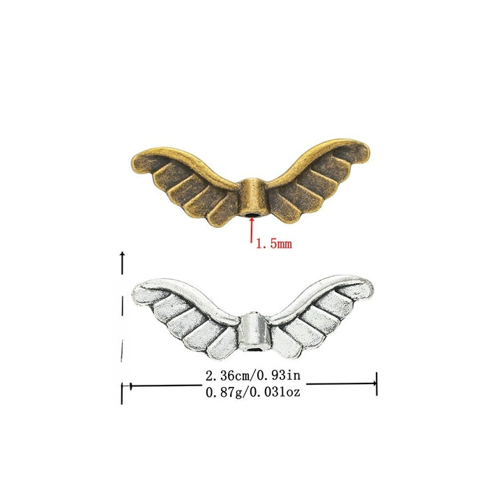 DIY Vintage Zinc Alloy Wing Hole Spacer Beads For Bracelet Necklace Jewelry Accessories