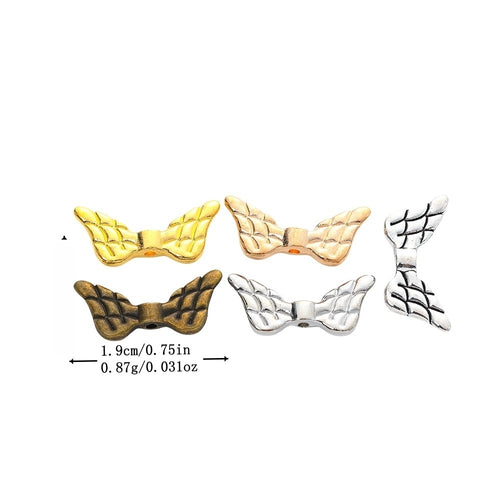 Vintage Zinc Alloy Wing Perforated Spacer Bead For DIY Bracelet Necklace Making