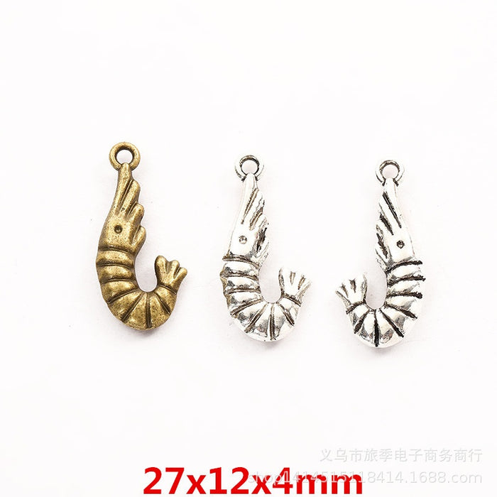 Zinc Alloy Shrimp Charm Pendant No.759770 for DIY Necklace Bracelet Jewelry Making