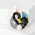 Alloy Rhinestone Enamel Swan Brooch With Pearl For Elegant Decoration view 2