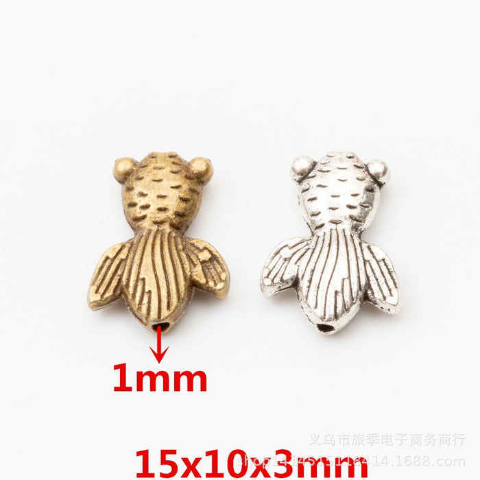 DIY Vintage Zinc Alloy Goldfish Small Hole Beads For Bracelet And Necklace Jewelry Making