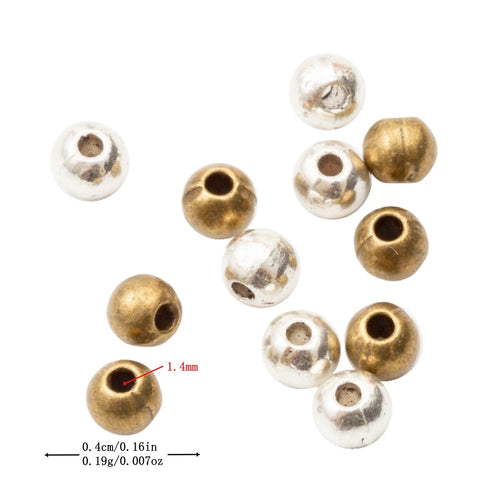 DIY Vintage Zinc Alloy 4mm Smooth Small Hole Beads For Bracelet Necklace Making