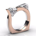 New Copper Two Tone Zircon Inlaid Ring European American Style Jewelry For Men And Women view 1
