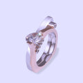 New Copper Two Tone Zircon Inlaid Ring European American Style Jewelry For Men And Women view 3