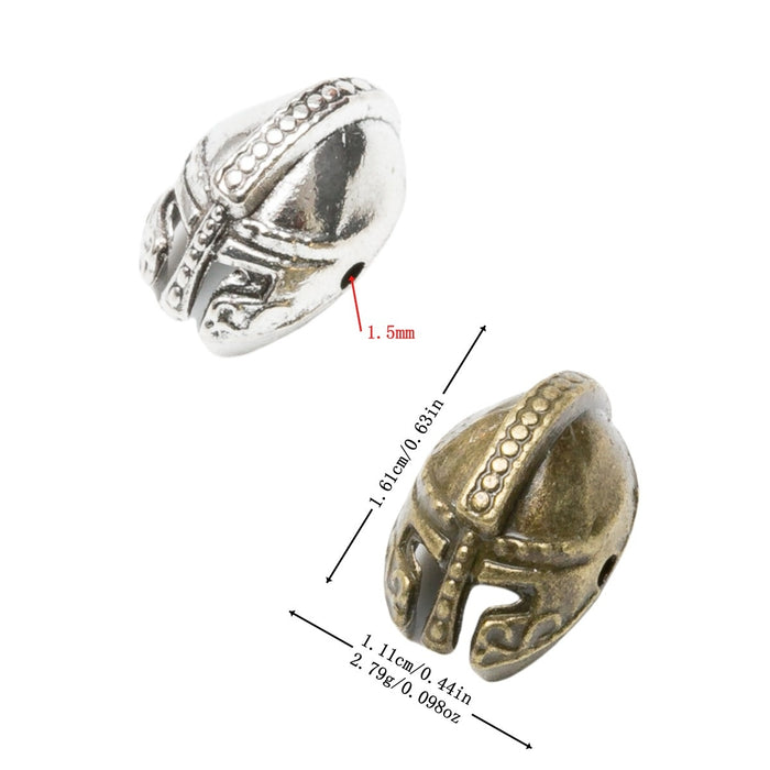 DIY Vintage Zinc Alloy Roman Helmet Small Hole Beads Bracelet Necklace Jewelry Findings