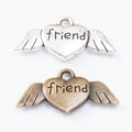 Zinc Alloy Winged Heart Charm Pendant No.773627 for DIY Necklace Bracelet Jewelry Making view 1