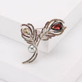 Alloy Crystal Feather Brooch Pin For Fashion Clothing Decoration view 1