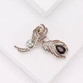 Alloy Crystal Feather Brooch Pin For Fashion Clothing Decoration view 4