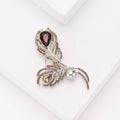Alloy Crystal Feather Brooch Pin For Fashion Clothing Decoration view 2