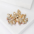 Metal Rhinestone Floral Brooch Pin For Elegant Apparel Decoration view 3