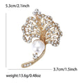 Alloy Rhinestone Pearl Leaf Brooch Pin For Womens Apparel view 6