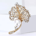 Alloy Rhinestone Pearl Leaf Brooch Pin For Womens Apparel view 4