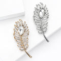 Alloy Rhinestone Feather Brooch Pin For Creative Fashion Decoration view 3