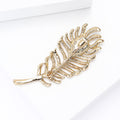 Alloy Rhinestone Feather Brooch Pin For Creative Fashion Decoration view 4