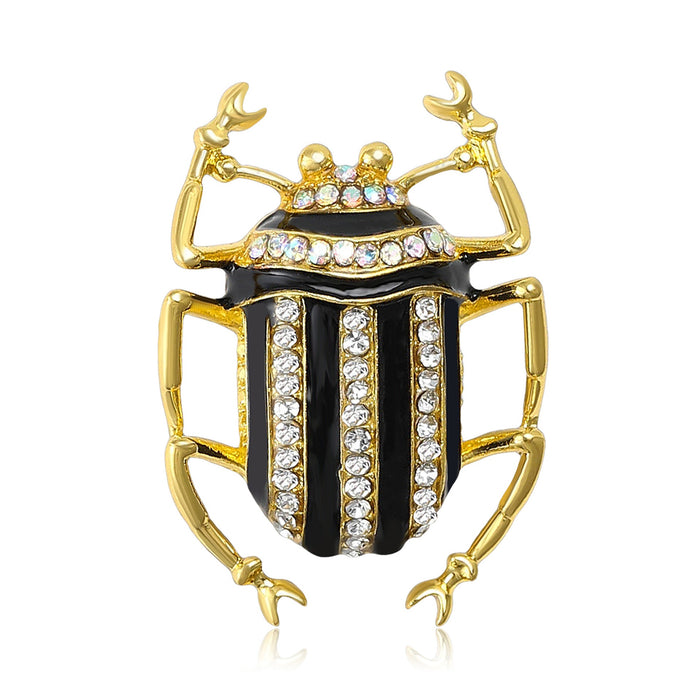 Metal Alloy Enamel Rhinestone Beetle Brooch Pin For Clothing