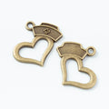 Zinc Alloy Nurse Cap Heart Charm Pendant for DIY Necklace Bracelet Jewelry Making view 3