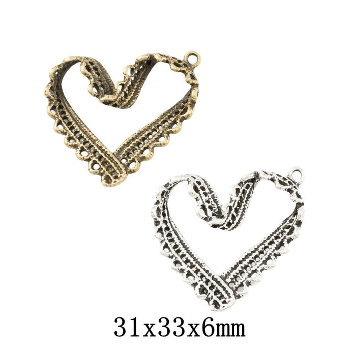 Zinc Alloy Hollow Heart Charm Pendant for DIY Necklace Bracelet Jewelry Making