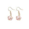 Elegant Summer Pink Enamel Five Petal Flower Alloy Faux Pearl Women Stud Clip Drop Earrings view 5