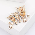 Rhinestone Alloy Three Owl Brooch For Cute Animal Decoration view 4
