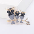 Rhinestone Alloy Three Owl Brooch For Cute Animal Decoration view 6