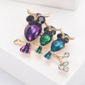 Rhinestone Alloy Three Owl Brooch For Cute Animal Decoration view 3