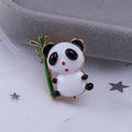 Alloy Enamel Panda Bamboo Brooch Cute Animal Clothing Lapel Pin view 4