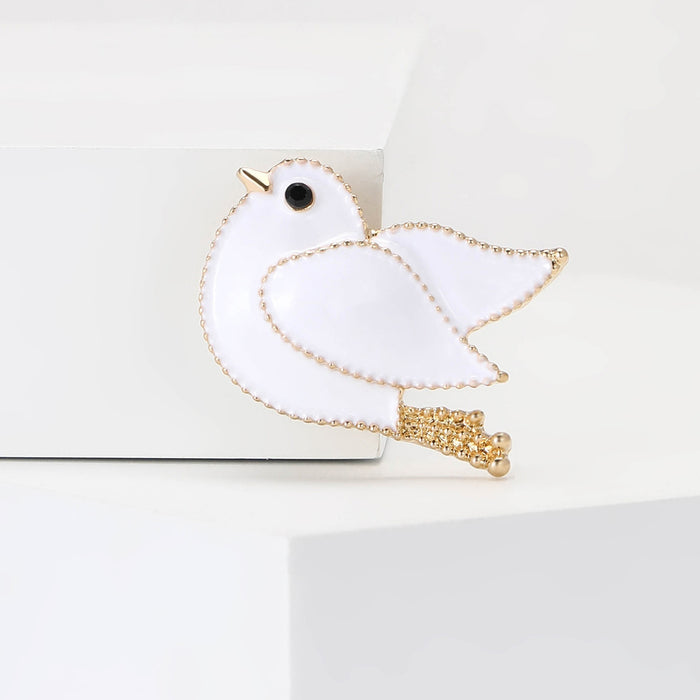Alloy Enamel Dove Brooch Pin For Sweaters And Coats