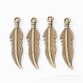 Zinc Alloy Feather Leaf Charm Pendant No.498497 for DIY Necklace Bracelet Jewelry Making view 3